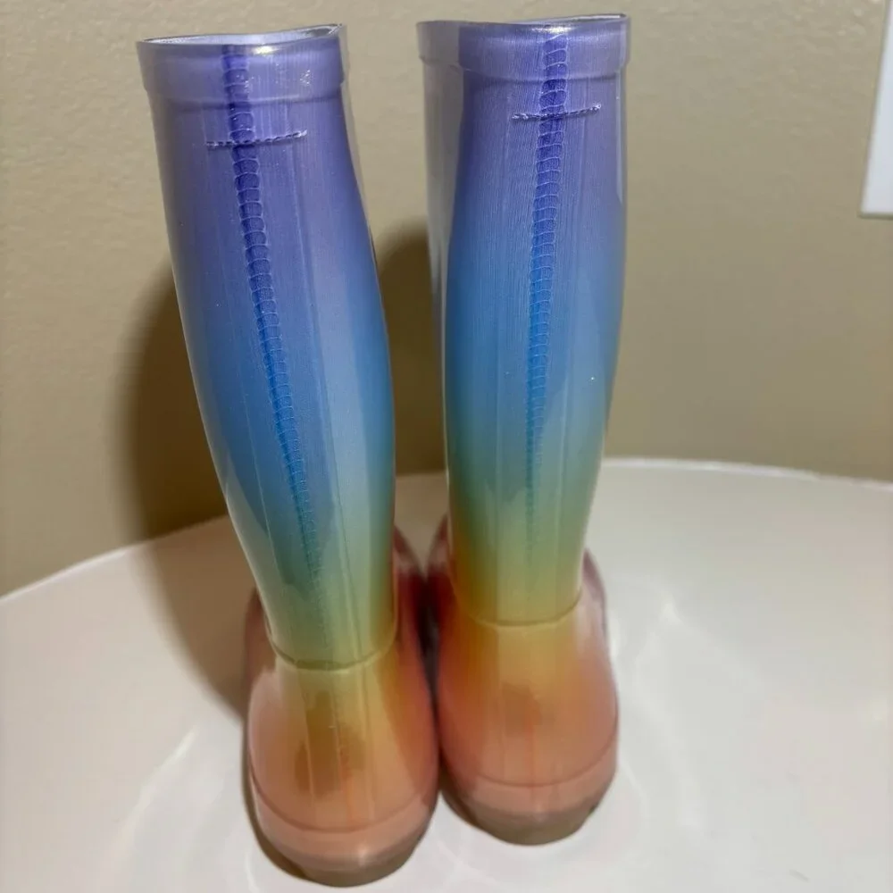 🌈Rainbow Kids Rubber Rainboots Cat & Jack Size 2 - Picture 4 of 8